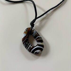 Tigers Eye Pendant with Black Cord Necklace